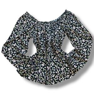 NWT Torrid Black Floral Peasant Cottagecore Blouse - Plus Size 1